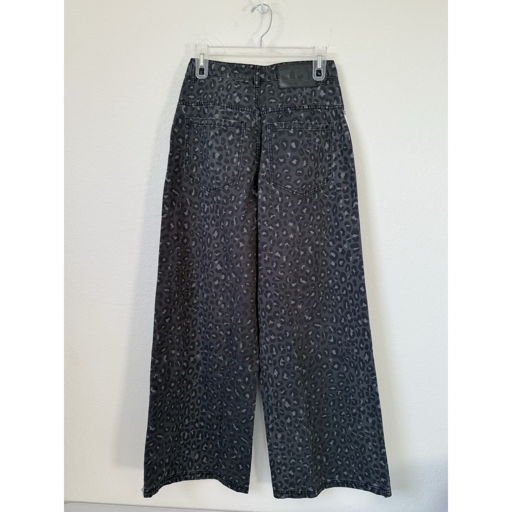 Adidas Leopard Animal Print Wide Leg Pants Denim Jeans KA2679 Women Size 27 RARE - Picture 4 of 12